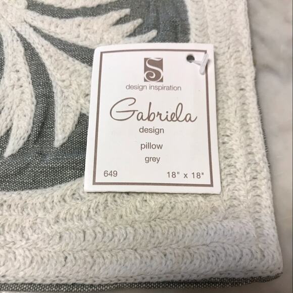 Design Inspiration Gabriela Embroidered Cotton Throw Pillow Cover 18”x18” NEW - Picture 6 of 14